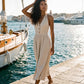 Natural Halter Linen-Blend Midi Dress - Woman Wearing Relaxed Fit Midi Dress - Suzy Shier