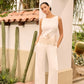 Off-White Wide Leg Pant by Le Chateau.