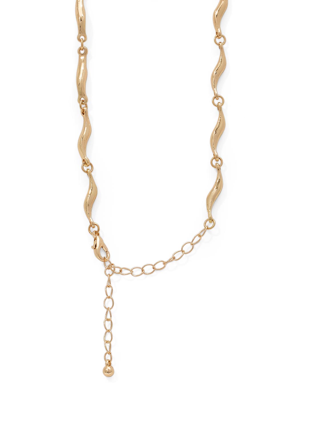 Wave Link Necklace - Close-up of Gold-Tone Wave Design - Suzy Shier