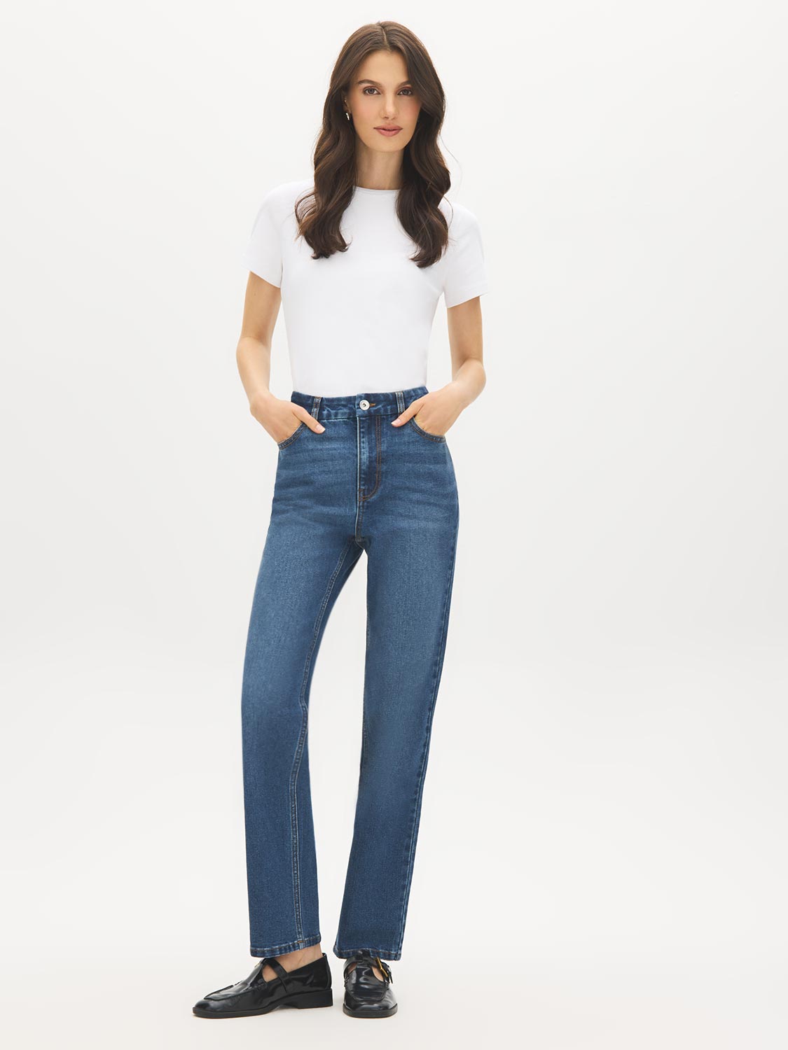 Medium Wash Basic Straight Leg Denim Pant - Styled Look - Suzy Shier