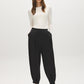 Black Crinkled Satin Balloon Pants - Front View - Suzy Shier