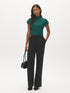 Forest Biome Ribbed Dolman Sleeve Mock Neck Top - Front View - Suzy Shier