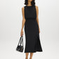Black Blouson Top Dress with Front Slit - Full Front View - Suzy Shier