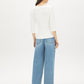 Snow White Boat Neck Fitted Cloud Fleece Top - Back View - Suzy Shier