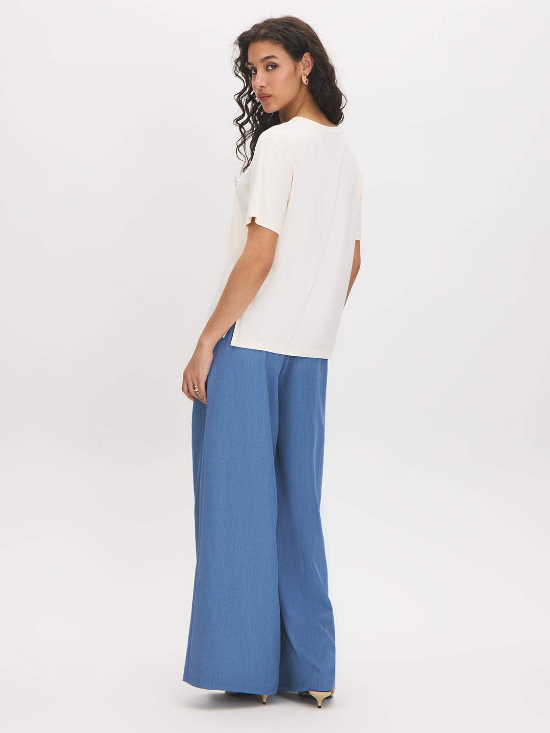 Winter White Soft Jersey Crew Neck T-Shirt - Back View - Suzy Shier