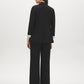 Black Notch Collar Knit Blazer with Stripe Cuff - Woman Wearing Tailored Blazer with Flap Pockets - Suzy Shier