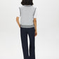 Grey Melange Crew Neck Jersey Top with Hacci Vest - Back View - Suzy Shier