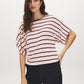 Striped Jersey Top - Woman Wearing Casual Striped Knit - Suzy Shier