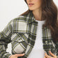 Khaki Plaid Shacket with Front Pockets - Pocket Detail - Suzy Shier
