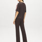 Coffee Bean Floral Satin-Front Dolman Sleeve Top - Back View - Suzy Shier