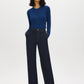 Indigo Rinse Straight Leg Denim Trouser - Woman Wearing Classic Denim Pants - Suzy Shier