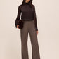 Chestnut Mixed Media Woven Top - Full Body View - Le Chateau