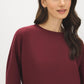 Wine Cloud Fleece Top with Drop Shoulder Sleeves - Suzy Shier