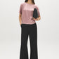 Zephyr Dolman Sleeve Satin Front Top with Keyhole - Front View - Suzy Shier