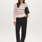 Striped Dolman Sleeve Knit Sweater - Side Profile View - Suzy Shier