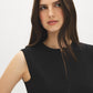 Black Sleeveless Zip-Front Vest Top - Close-up Front Detail - Suzy Shier