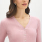 Zephyr Ribbed V-Neck Cardigan - Close-up Fabric Detail - Suzy Shier