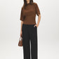 Bison Funnel Neck Knit Top with Kimono Sleeves - Side Profile View - Suzy Shier