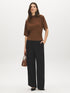 Bison Funnel Neck Knit Top with Kimono Sleeves - Side Profile View - Suzy Shier
