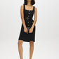 Black Belted Knit Dress with Button Detail - Front View - Suzy Shier