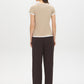 Coffee Bean and White Double Layer Crew Neck Top - Back View - Suzy Shier