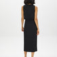 Black Blouson Top Dress with Front Slit - Back View - Suzy Shier
