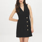 Black Sleeveless Blazer Dress with Button Detail - Front View - Suzy Shier