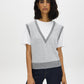Grey Melange Crew Neck Jersey Top with Hacci Vest - Woman Wearing Layered Knit Top - Suzy Shier