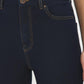 Medium Wash Basic Straight Leg Denim Pant - Close-up Fabric Detail - Suzy Shier