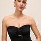 Black Strapless Gown with Rosette Trim - Close-up Rosette Detail - Le Chateau