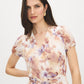Sand Floral Print Textured Chiffon Midi Dress - Close-up Front Detail - Suzy Shier
