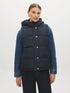 Navy Quilted Puffer Vest with Hood - Woman Wearing Water-Resistant Vest - Suzy Shier