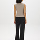Lt Grey Sleeveless Crew Neck Shell Top with Side Pleats - Suzy Shier
