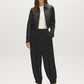 Black Crinkled Satin Balloon Pants - Styled Front View - Suzy Shier