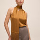 Dijon Fringe Scarf Satin Top - Front View - Le Chateau