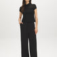 Black Mesh Yoke Johnny Collar Top - Front View - Suzy Shier