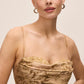 Gold/Mocha Jacquard Floral Bustier Gown - Bustier Detail - Le Chateau
