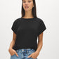 Black Dolman Sleeve Jersey Top - Woman Wearing Relaxed Fit Knit Top - Suzy Shier