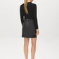 Black Faux Leather Mini Skirt with Back Zipper - Back View - Suzy Shier