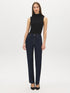 Medium Wash Basic Straight Leg Denim Pant - Woman Wearing Classic Five-Pocket Jeans - Suzy Shier
