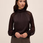 Chestnut Mixed Media Woven Top - Front View - Le Chateau