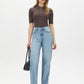 Mocka Mix Ribbed Polo Collar Knit Sweater - Full Body View - Suzy Shier