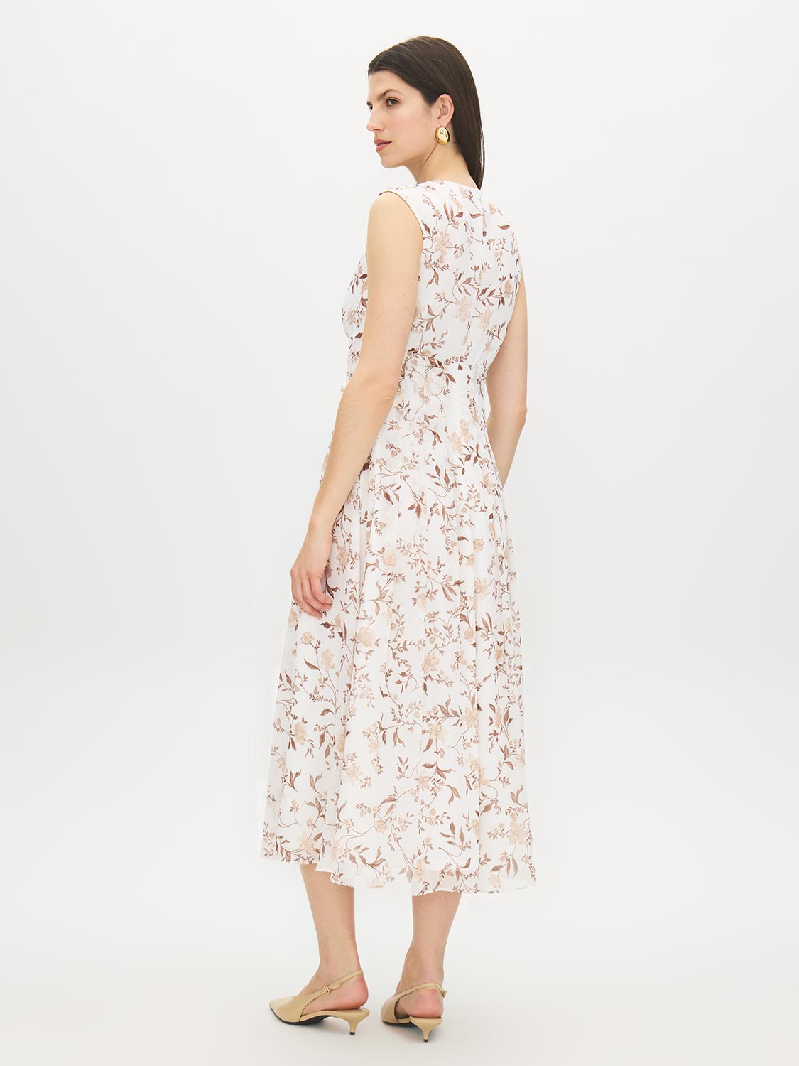 Snow White Floral Print Crinkle Chiffon Dress - Back View - Suzy Shier