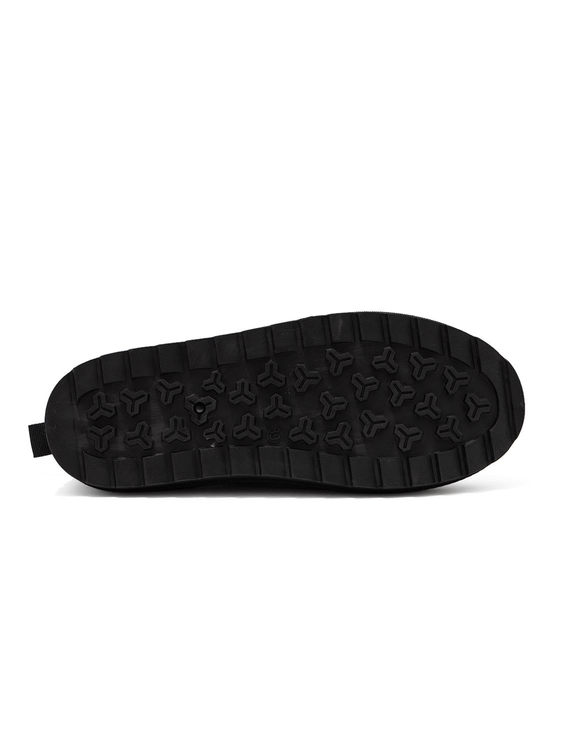 Black Microfiber Clog with Faux Fur Lining - Sole Detail - Suzy Shier