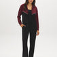 Zinfandel and Jet Black Color Block Fleece Jacket - Side Profile View - Suzy Shier