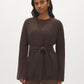 Z. Brown Open-Front Bell Sleeve Cardigan - Woman Wearing Knit Cardigan with Self-Tie Sash - Suzy Shier