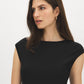 Jet Black/Winetasting Asymmetrical Satin Skirt Dress with Lace Detail - Front View - Suzy Shier