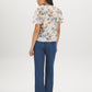 Winter White Floral Print Blouse with Smocked Shoulders - Back View - Suzy Shier