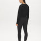 Black Brushed Knit Leggings with Wide Waistband - Back View - Suzy Shier