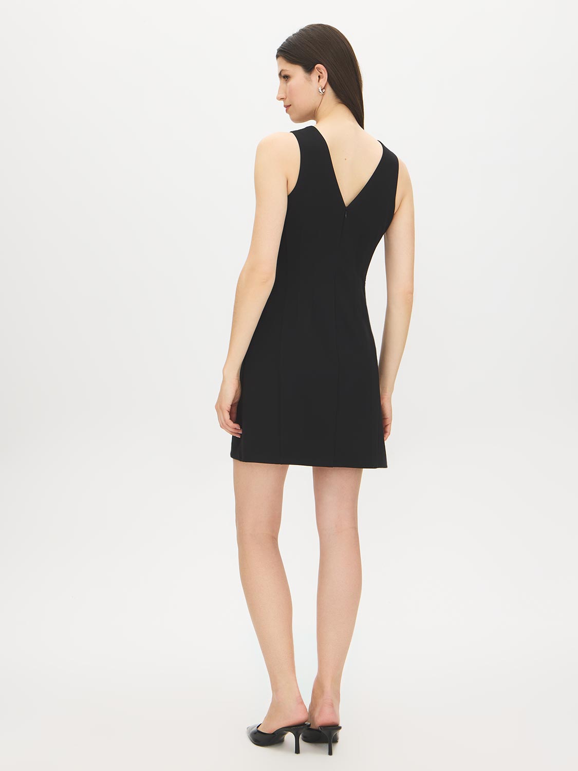 Black V-Neck Sleeveless Knit Dress - Back View - Suzy Shier